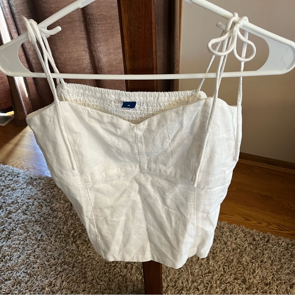 Old Navy white crop top linen